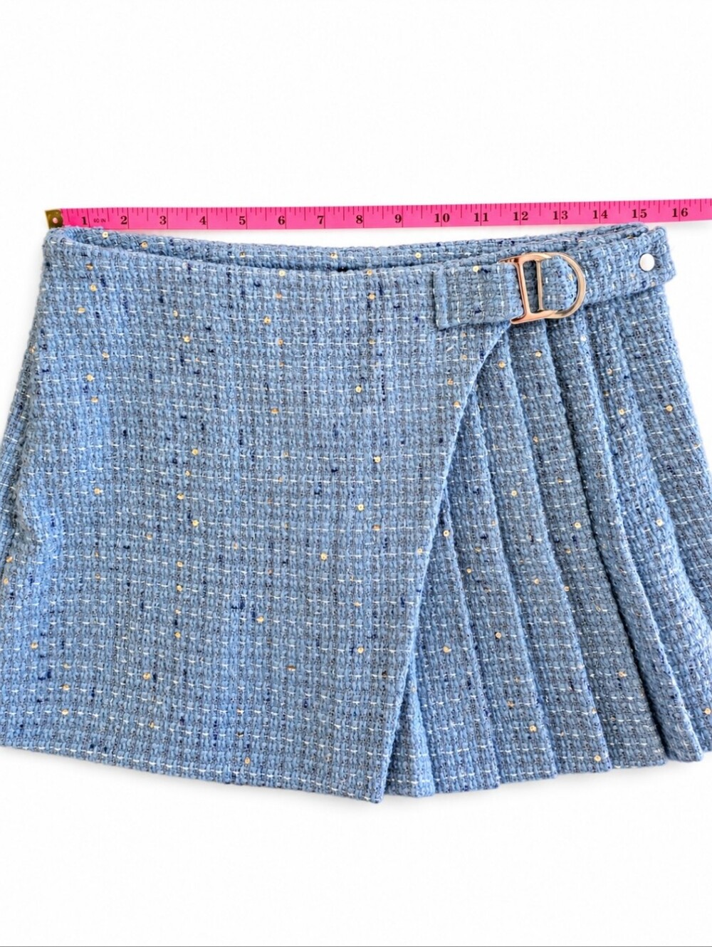 Maje Paris Pleated Tweed Skort Metallic Boucle Wrap Mini SZ 38   US 6/8 - Picture 13 of 14